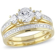 Everly Women's Cubic Zirconia Yellow Gold Plated Bridal Set